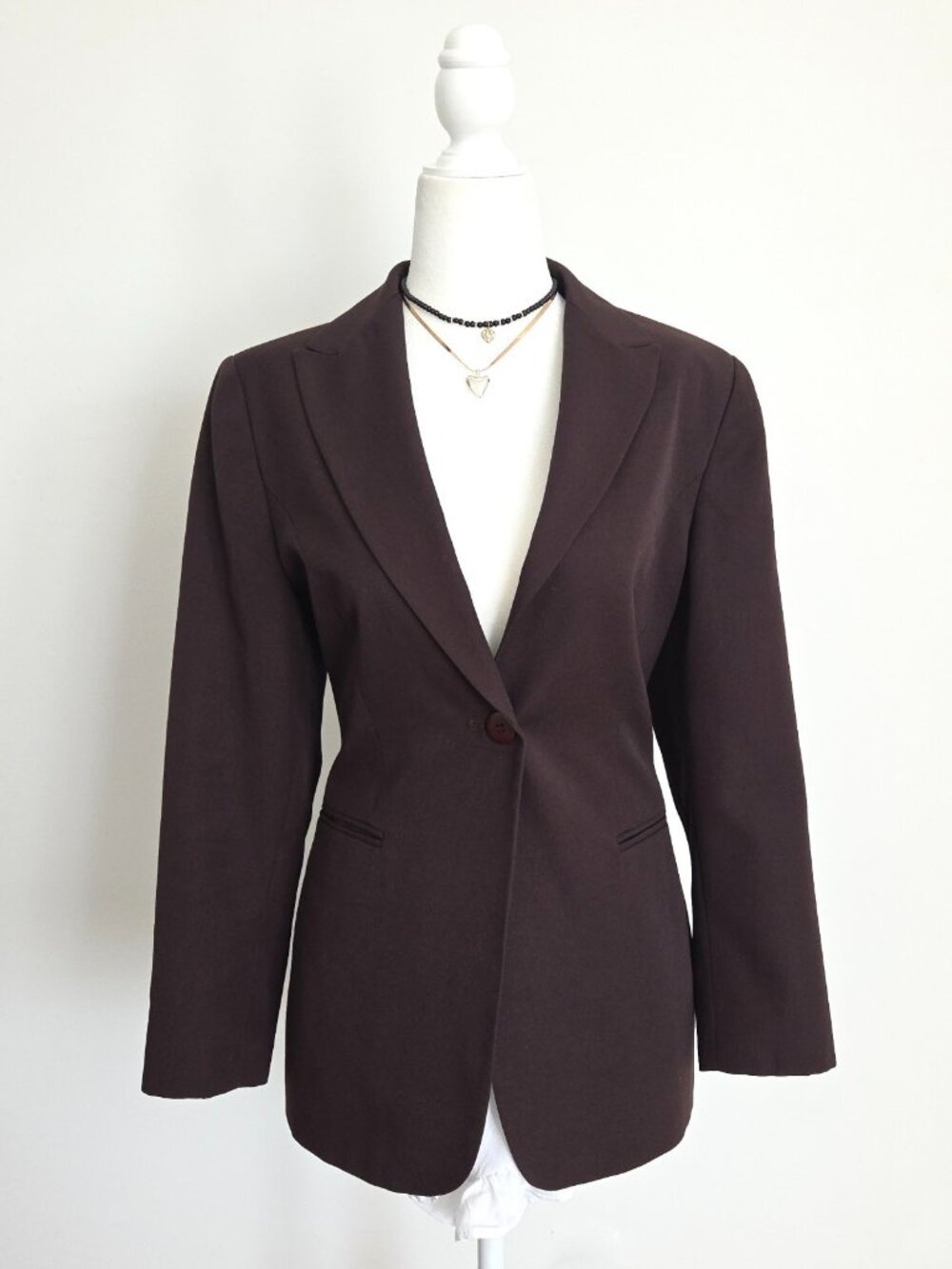 Vtg Brown Wool Blazer Sz 6 Old Money Petite Sophisticate Office Siren 90s Preppy